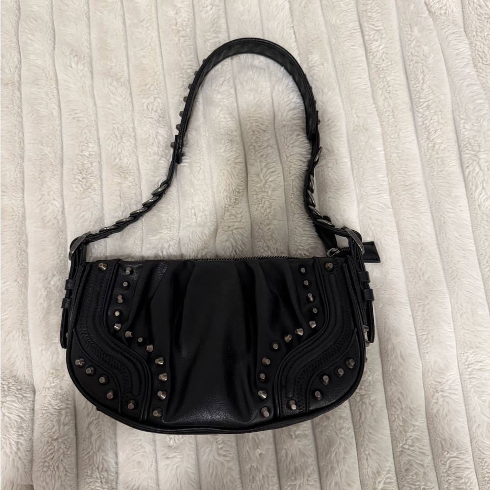 Zara Black Studded Women's Shoulder Bag